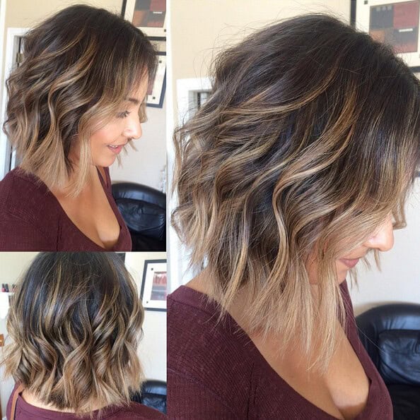 Wavy Bob with Camel Highlights