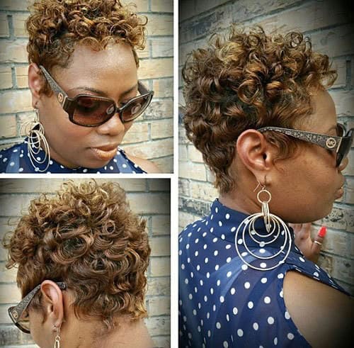 Short Curly African American Haircut: Copper Curly Crop