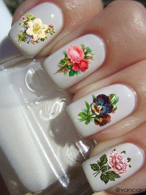 Vintage White Nail Design