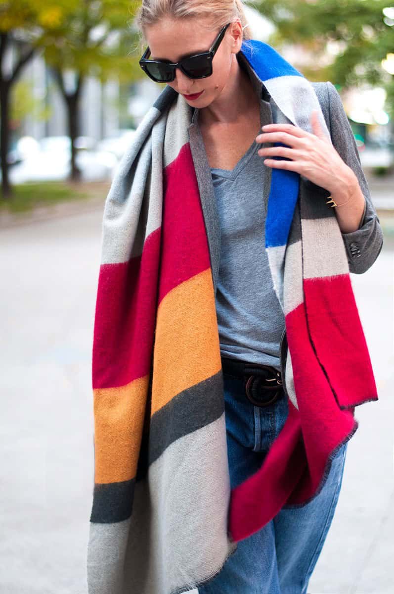 Striped big scarf