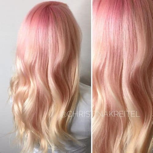 Peachy Pink Perfection – soft wavy pink hairstyle for girls