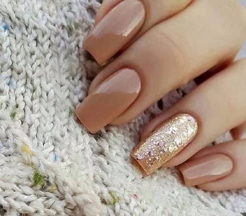 nude/pink and silver square oval acrylic nails