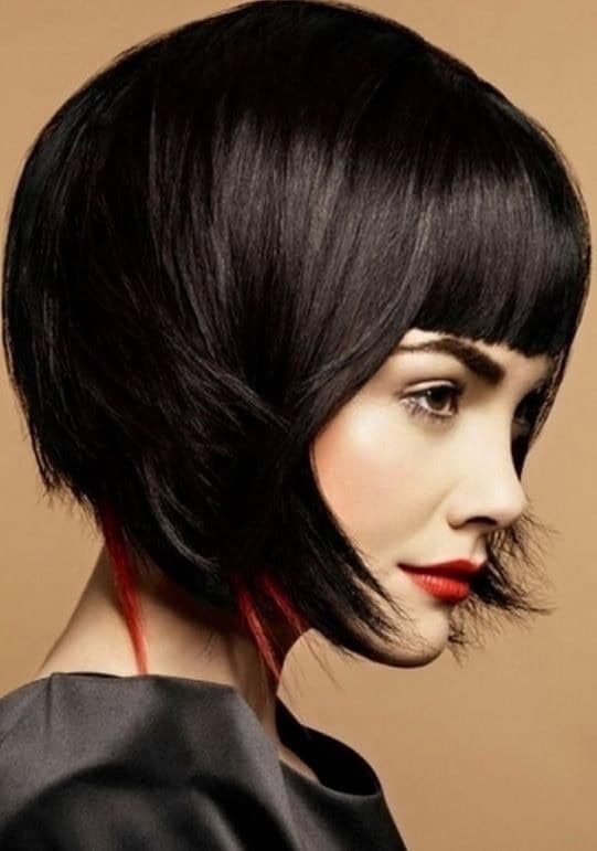 Blunt bob with peaks of color