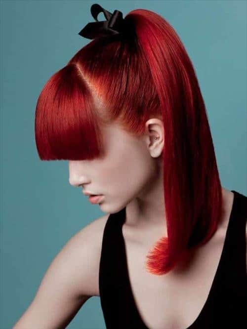 Fashionable High Ponytail for Red Hair