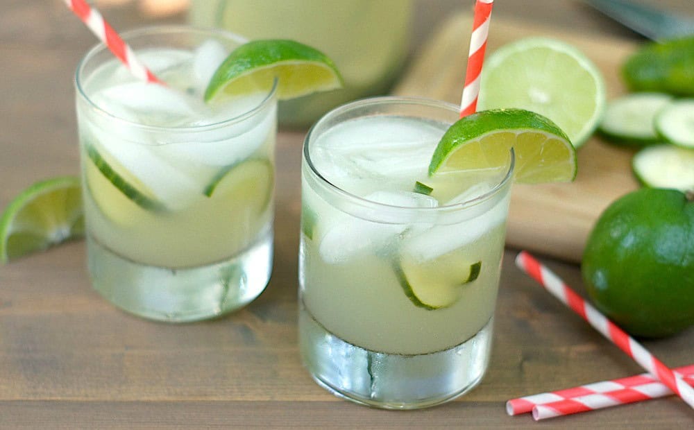 Sparkling cucumber and basil limeade