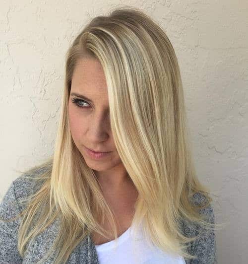 Blonde Balayage with Flicked Ends