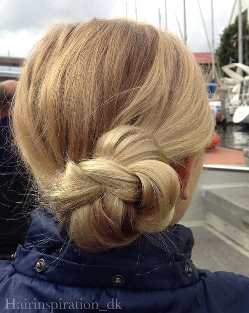 Blonde Knotted Side Bun Updo