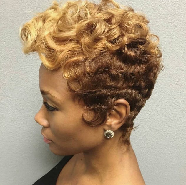 Honey brown and blonde perm