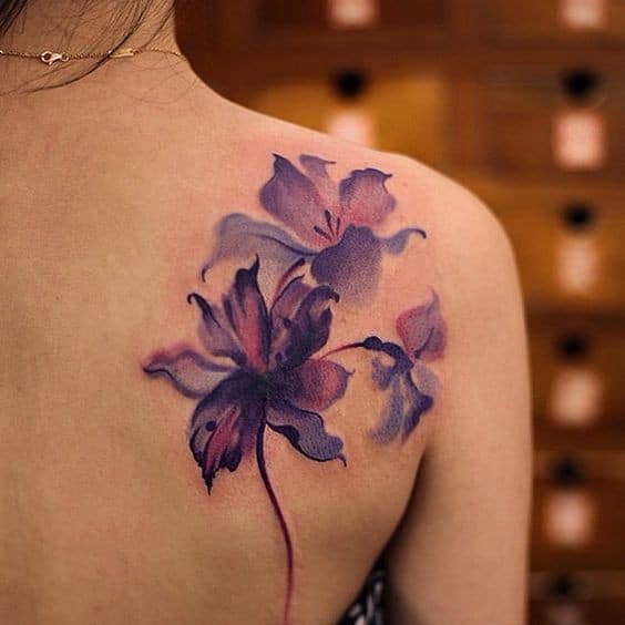 Watercolor Flower Design on the Back