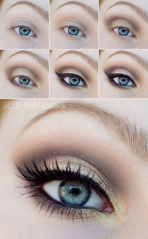 Gold Eyeshadow with Black Outline