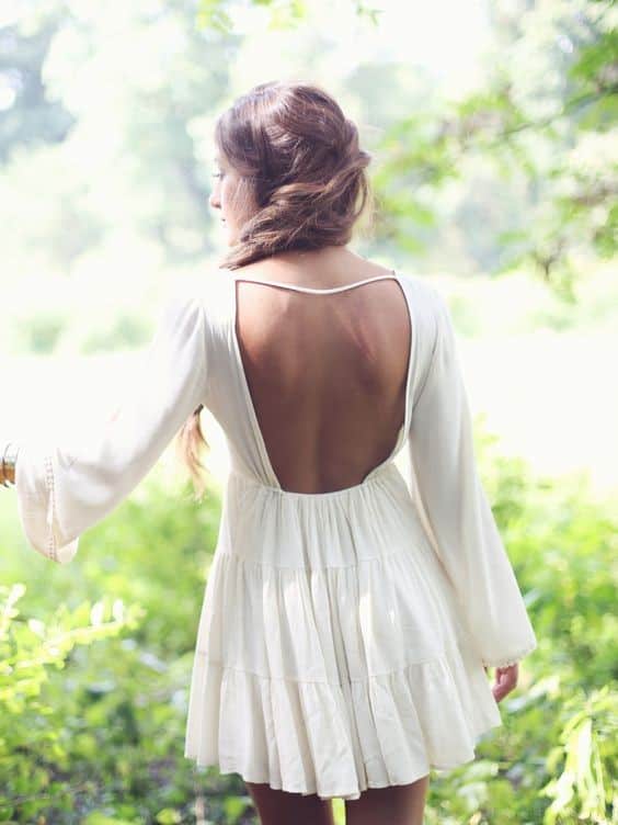 Pretty White Backless Dress