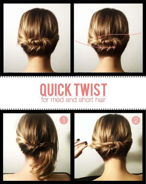 5 minutes updo: Quick Twist for Shorter Hair