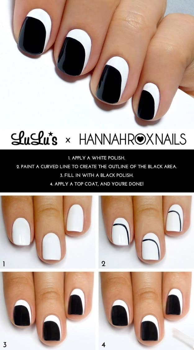 Simple Black and White Nail Design