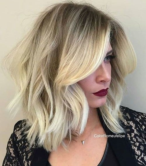 Curly Blonde Long Bob