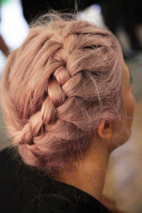 Rose gold braided updo