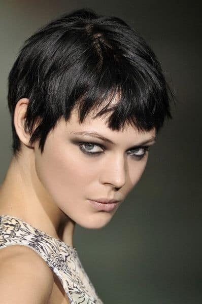 Straight short cut with choppy bangs