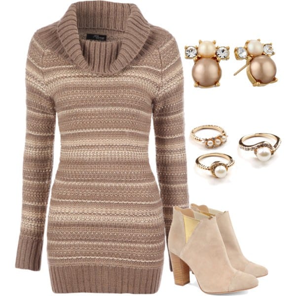 Sweater dress and ankle boots