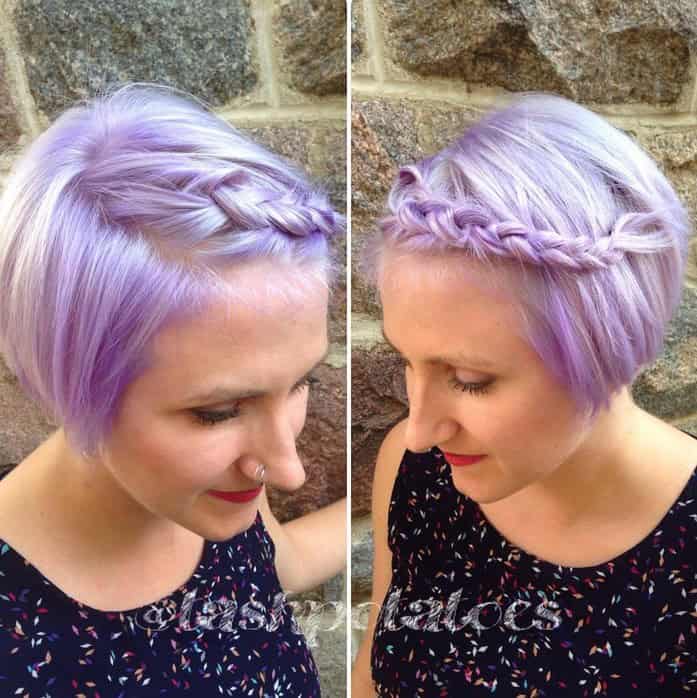 Purple and platinum short bob