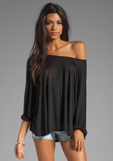 Off-shoulder oversized shirt