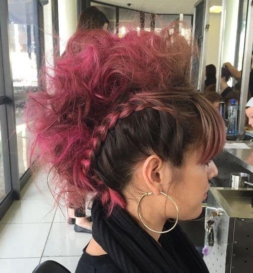 Brown and Pink Plaited Faux Hawk