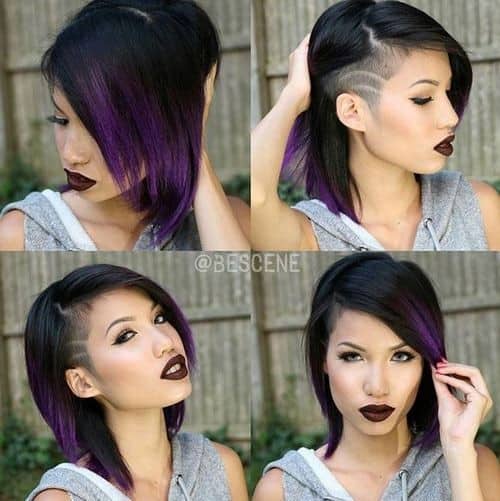 Black to Purple Shoulder Length Bob