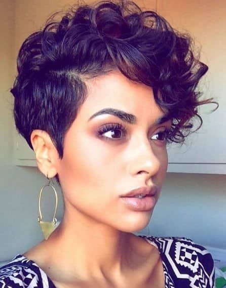 Brunette Curly Pixie Haircut