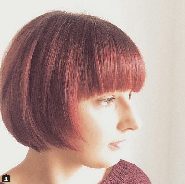 Chin-length bob with blunt bangs