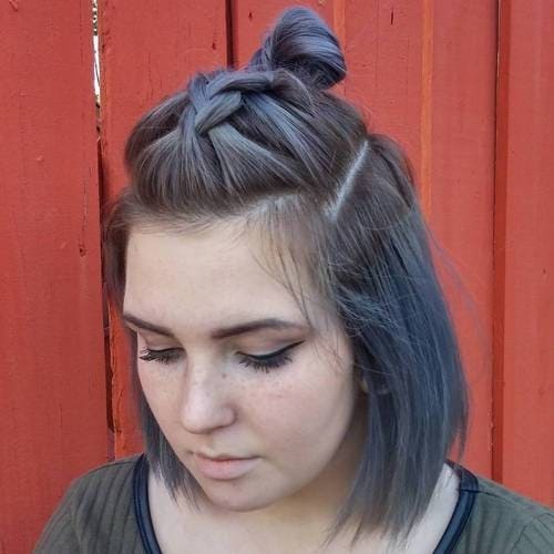 Blue Braided Half Up Do