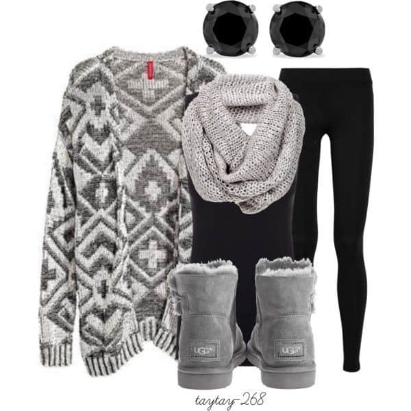 Stormy weather Aztec print cardigan, black tank and matching leggings