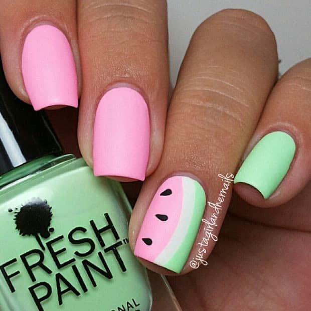 Cute Watermelon Nail Design