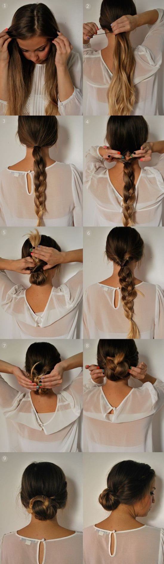 Quick 5 minutes updo: Braided Ponytail Updo