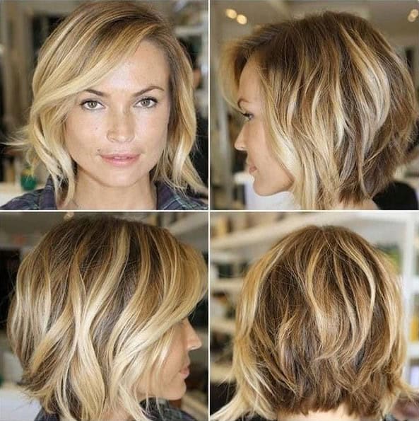 Messy semi-stacked bob without bangs