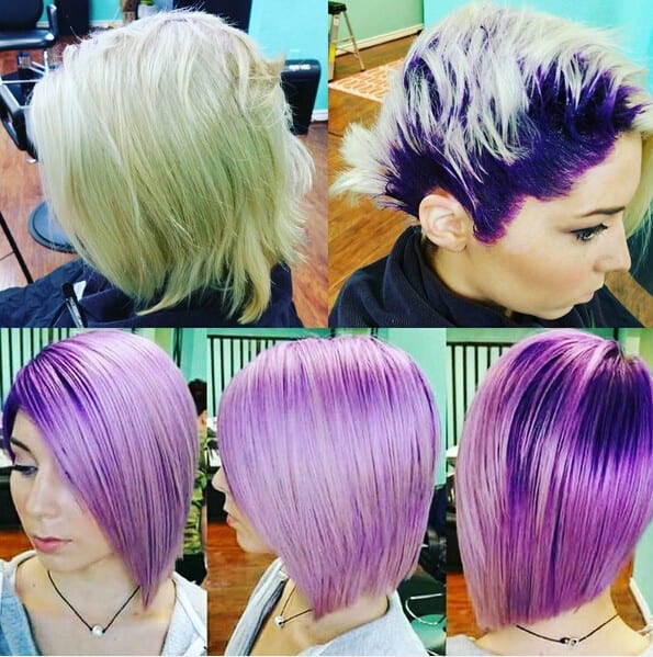 Purple A-line Bob Haircut