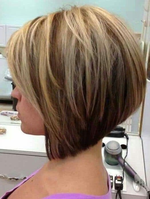 Long bob in front, stacked in the back