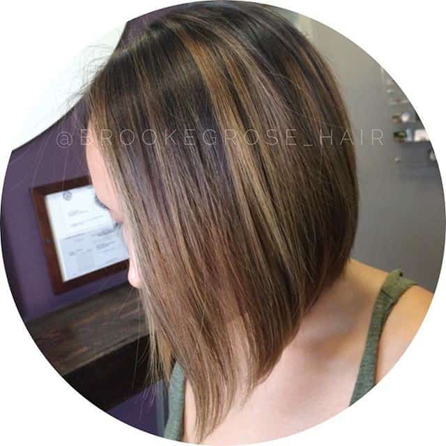 A-line bob with chunks of a lighter color