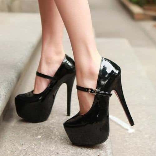 Black patent leather heels