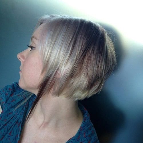 White Blonde and Brown Stacked Bob