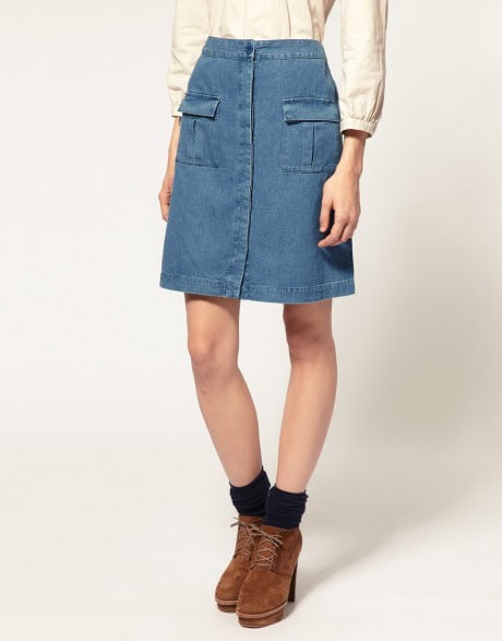 A-line denim skirt