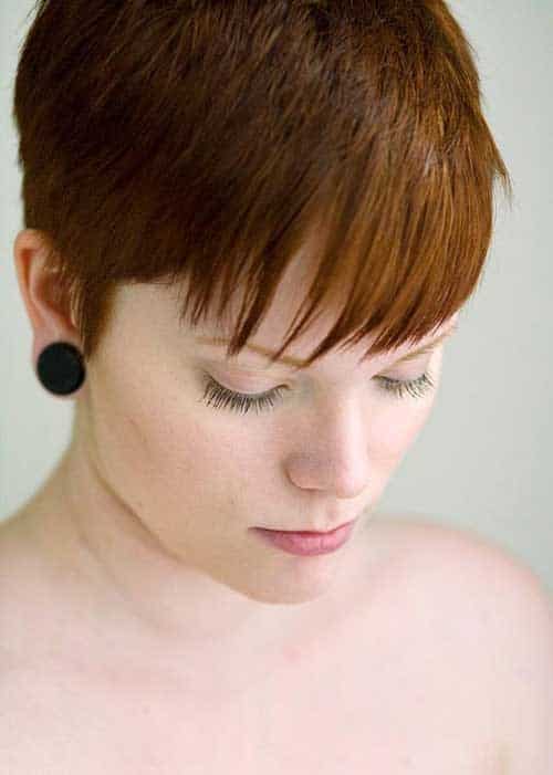 Short cut with long straight bangs