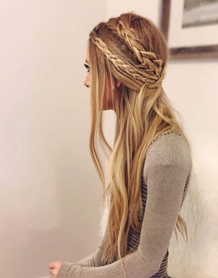 Double braided half updo