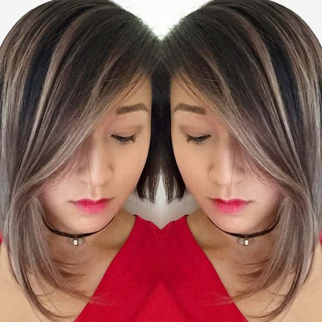 Asymmetrical angled bob