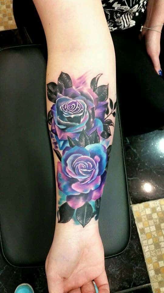 Feminine Tattoos – Colorful Rose Design