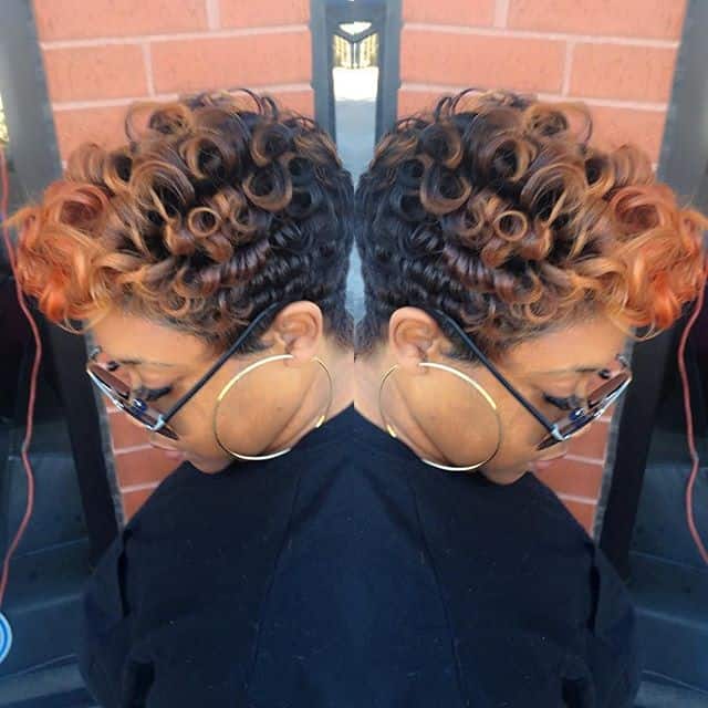 Curly pixie with “fire front”