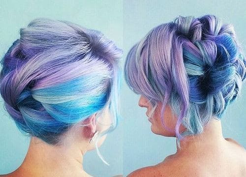 Lavender and Blue Braided Up Do