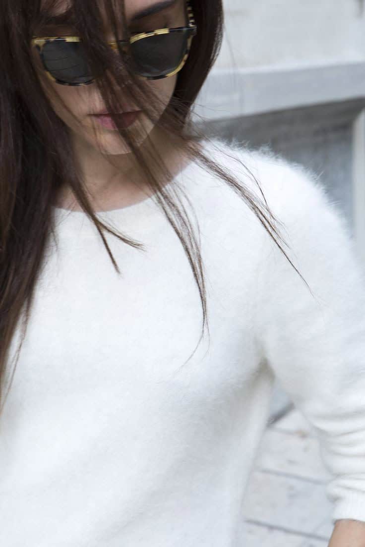 White cashmere sweater