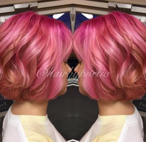 Pink to Blonde Ombre Bob Hairstyle for Short to Medium Hair