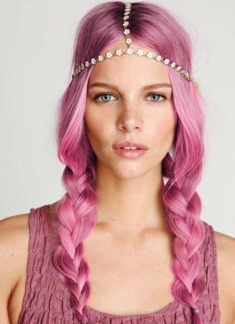 Double Braids for Pink Hair