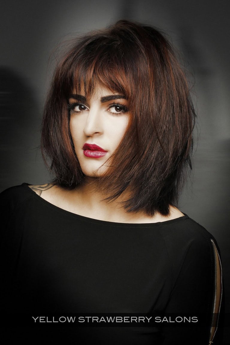 Highlighted Medium Bob Hairstyle