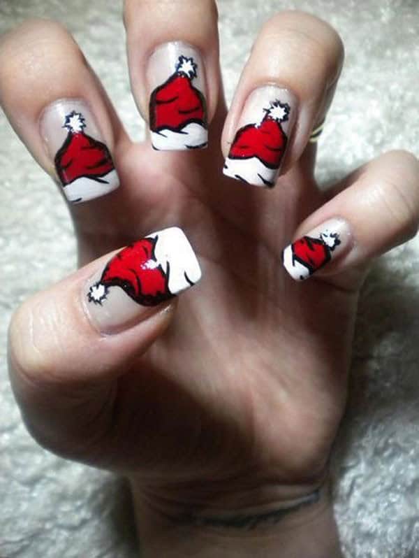 Cartoon Christmas Caps Nail Design