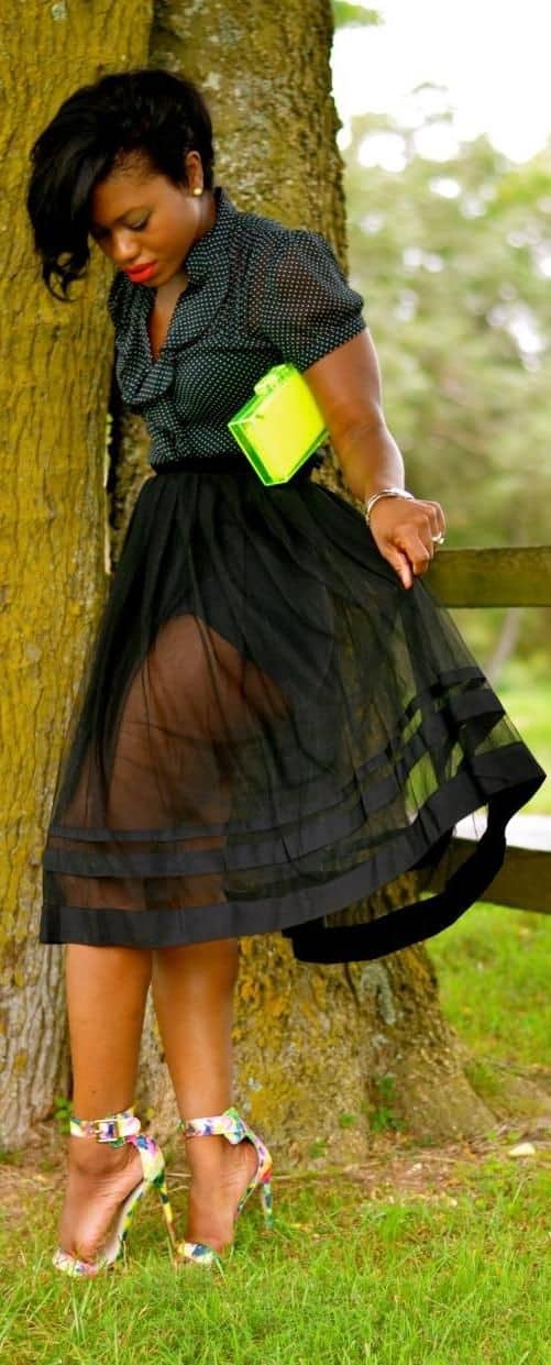 Super sheer flare skirt